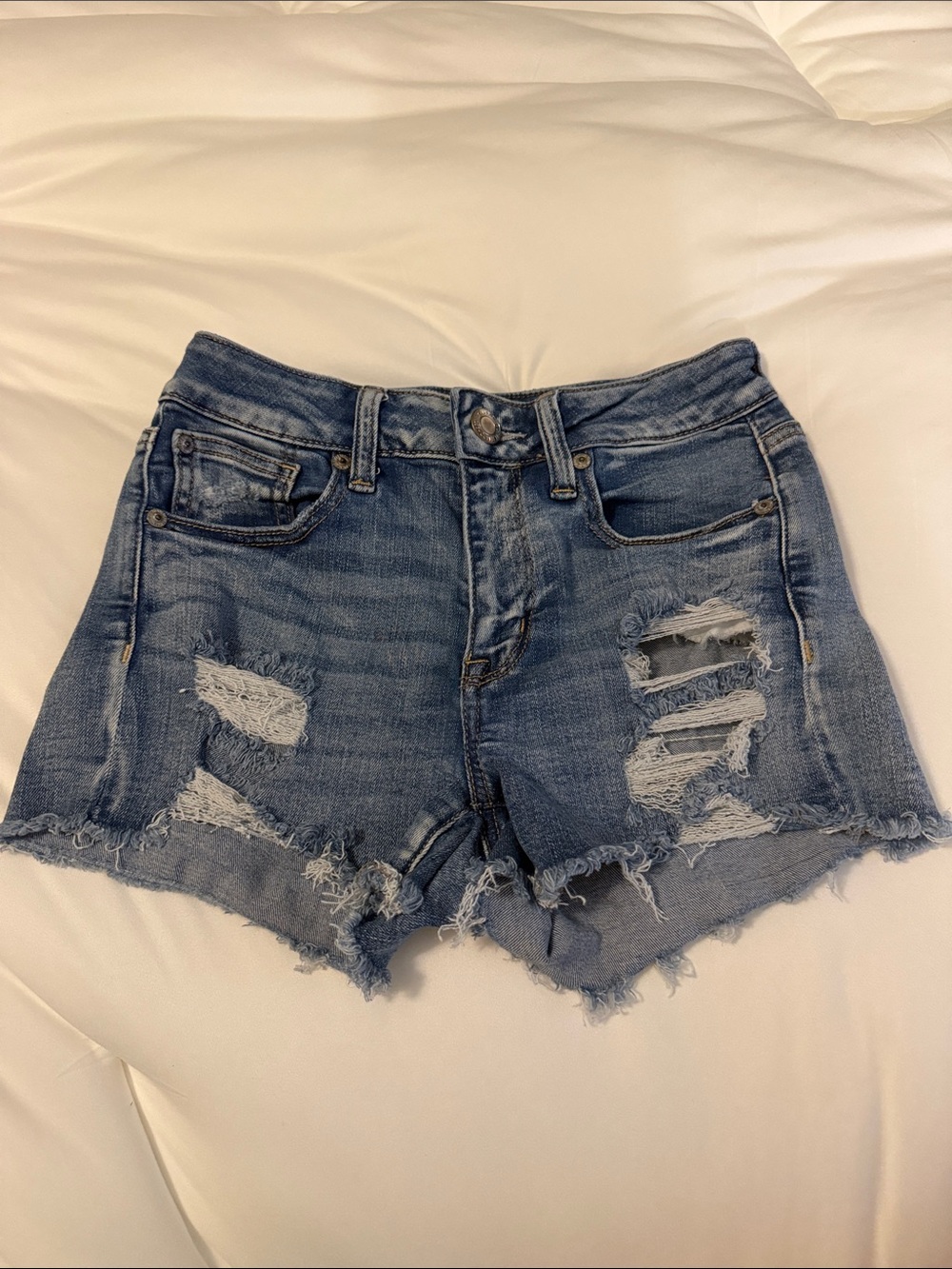 American Eagle Outfitters Distressed Blue Denim Shorts